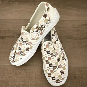 Vans Asher Divine Natural Multicolor Canvas‎ Skate Slip On Shoes Women 8.5